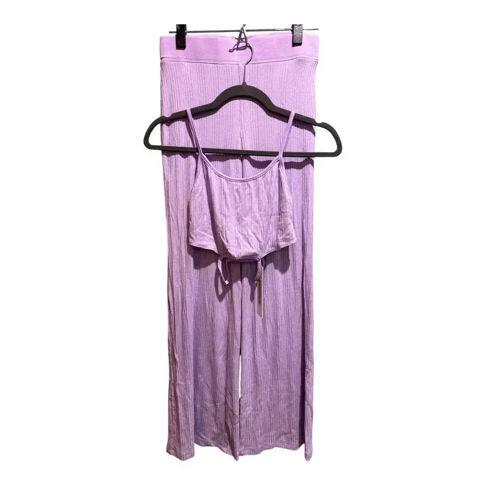NWT Jonathan Simkhai‎ Ribbed Loungewear Set In Lilac | Size XS